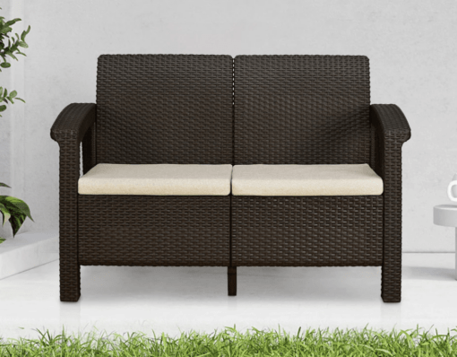 Highlights Premium plastic construction for lasting durability Soft fabric-covered cushions ensure cosy sitting Stylish ergonomic design adds style and comfort Kindly note that the sofa is not water-resistant Perfect for homes, gardens, hotels, and resorts Dimensions Width (cm) 130 Height (cm) 82 Weight (Kg) 16 - Image 2